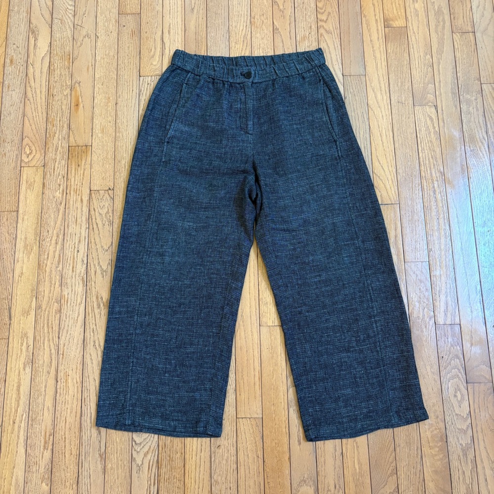 Eileen Fisher Wide Leg Hemp Ankle Crop Pants Cottagecore Petite Small - Picture 2 of 13